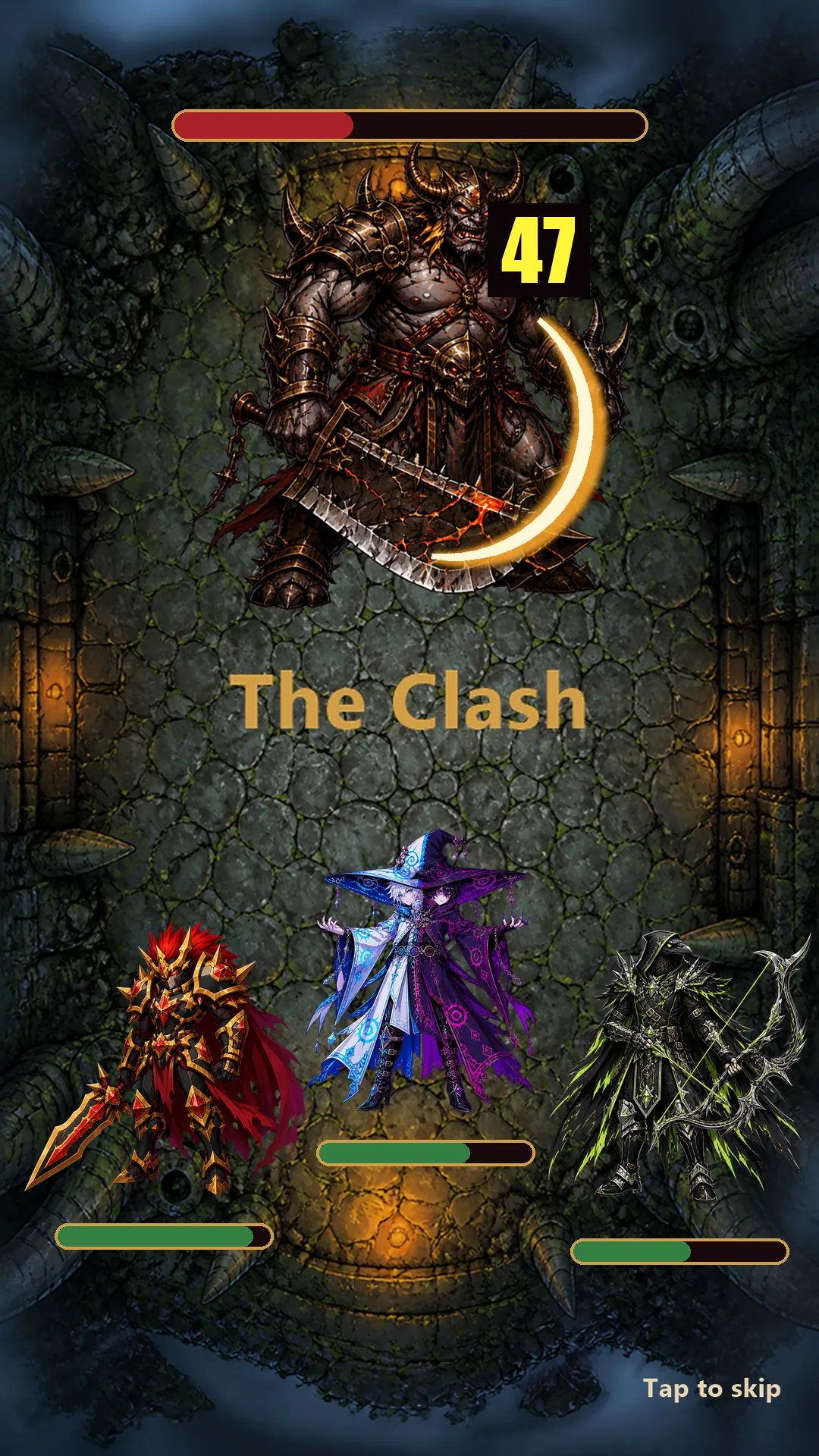 In-game battle screen showing a party fighting the Moor Ogre